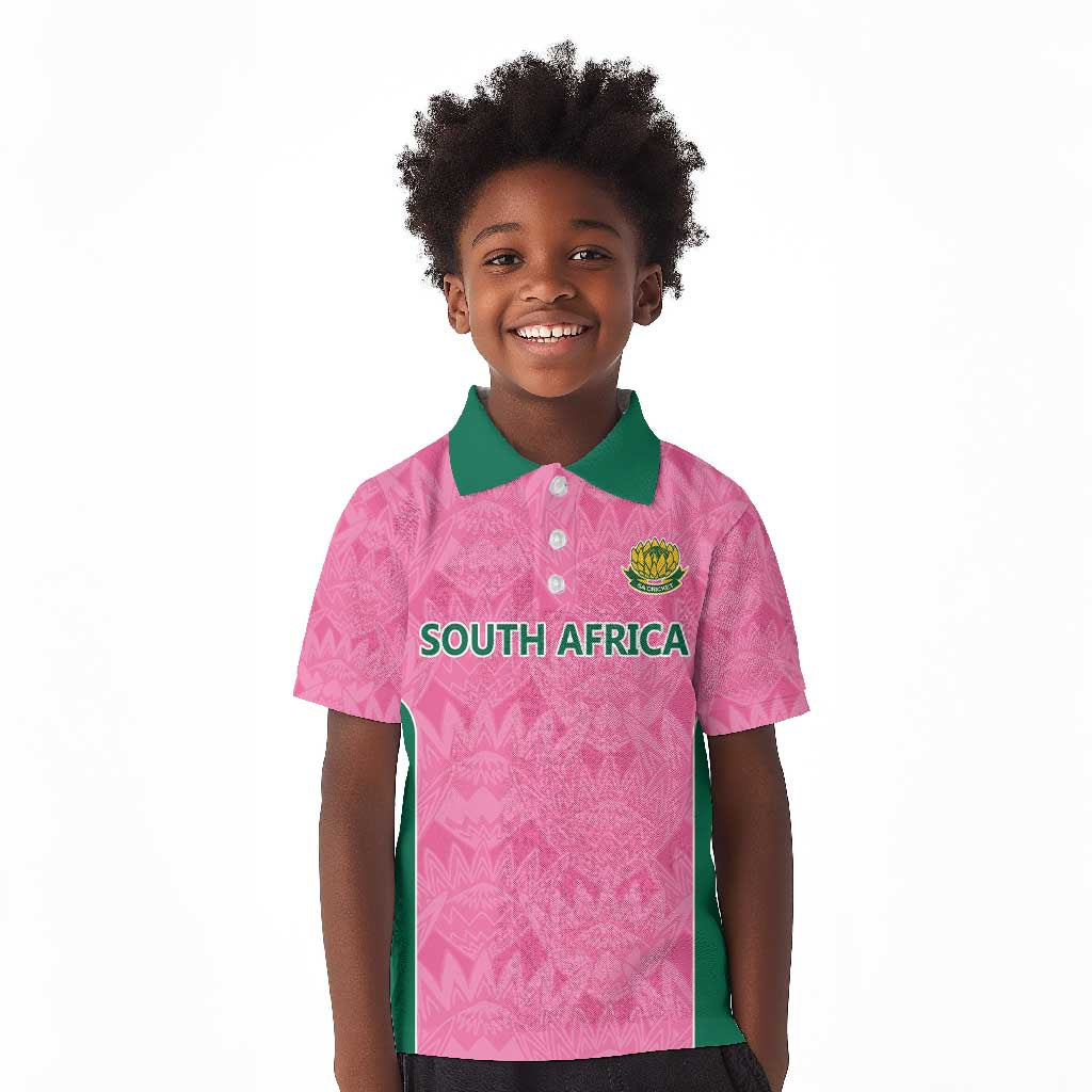 Pink South Africa Cricket Custom Kid Polo Shirt African King Proteas Be Way Pink