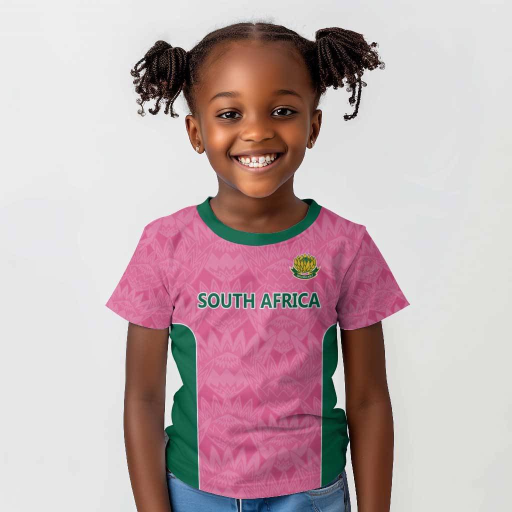 Pink South Africa Cricket Custom Kid T shirt African King Proteas Be Way Pink