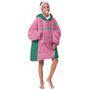 Pink South Africa Cricket Custom Kid Wearable Blanket Hoodie African King Proteas Be Way Pink