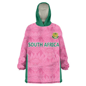 Pink South Africa Cricket Custom Kid Wearable Blanket Hoodie African King Proteas Be Way Pink