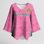 Pink South Africa Cricket Custom Kimono Sleeve Blouse African King Proteas Be Way Pink