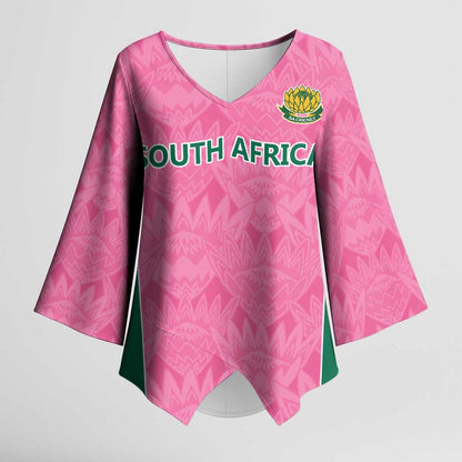 Pink South Africa Cricket Custom Kimono Sleeve Blouse African King Proteas Be Way Pink