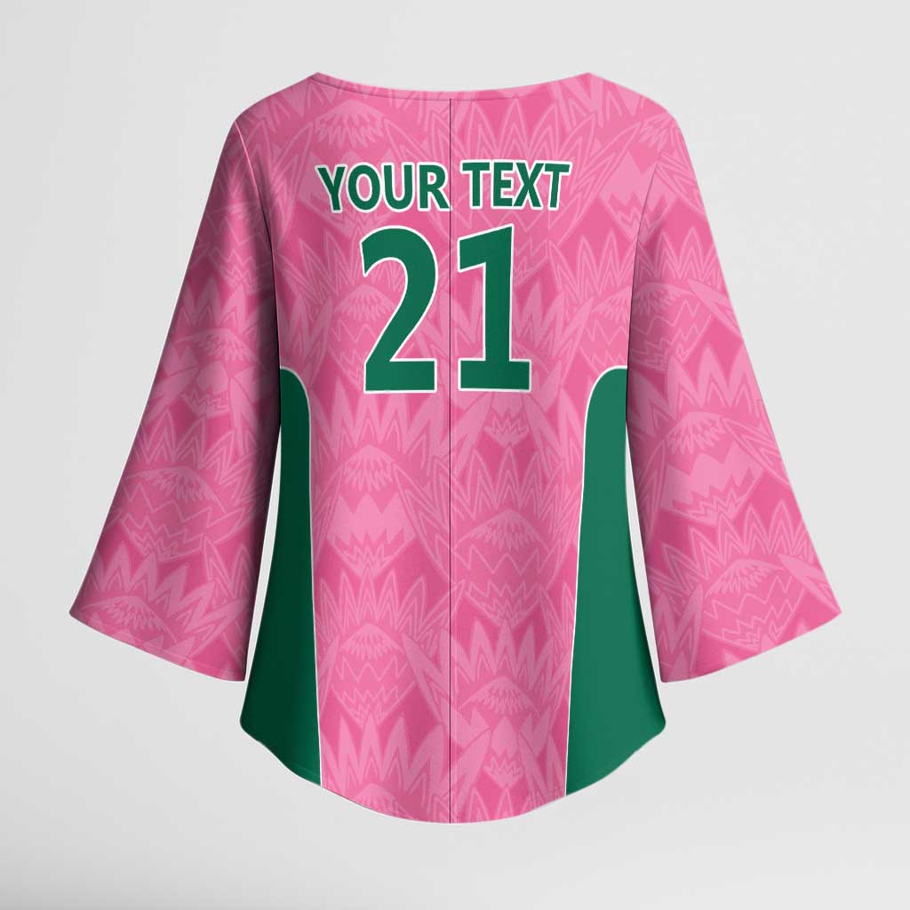 Pink South Africa Cricket Custom Kimono Sleeve Blouse African King Proteas Be Way Pink