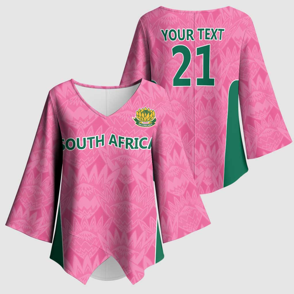Pink South Africa Cricket Custom Kimono Sleeve Blouse African King Proteas Be Way Pink