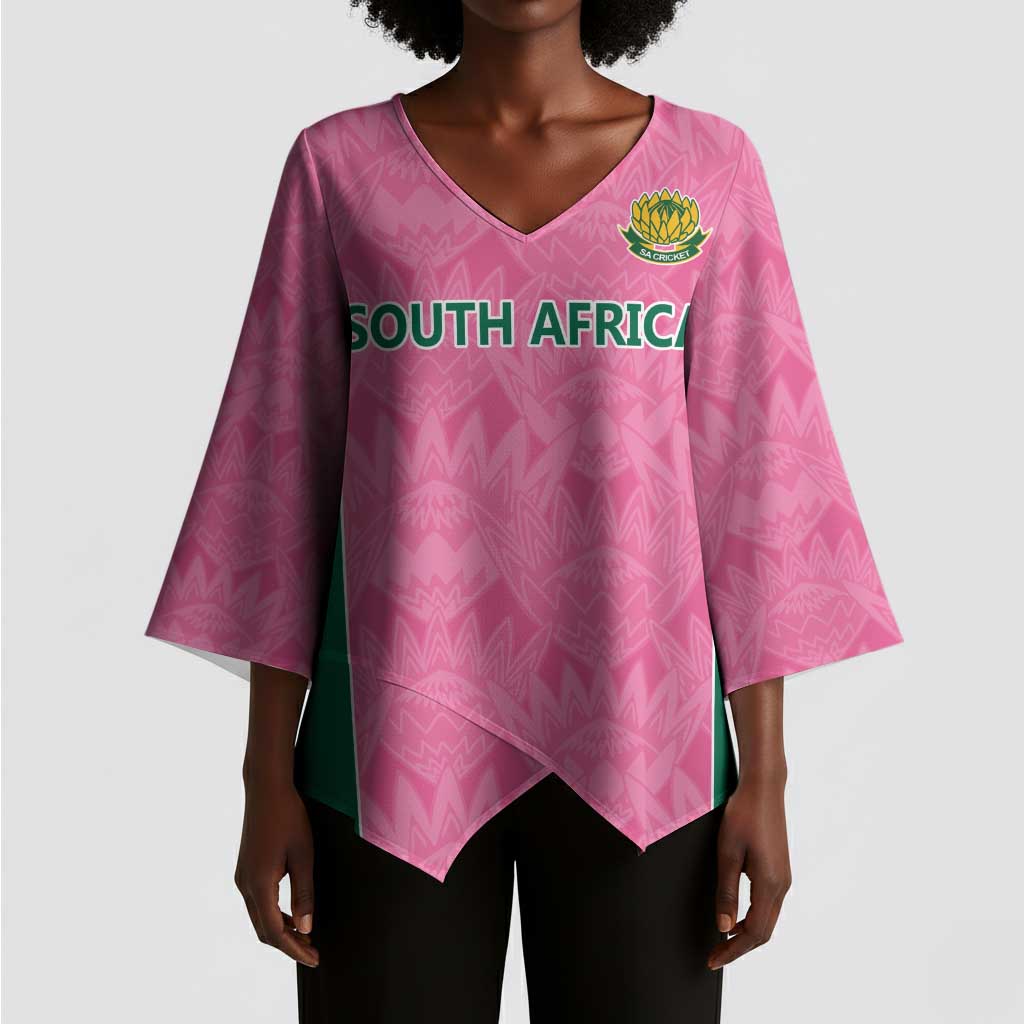 Pink South Africa Cricket Custom Kimono Sleeve Blouse African King Proteas Be Way Pink