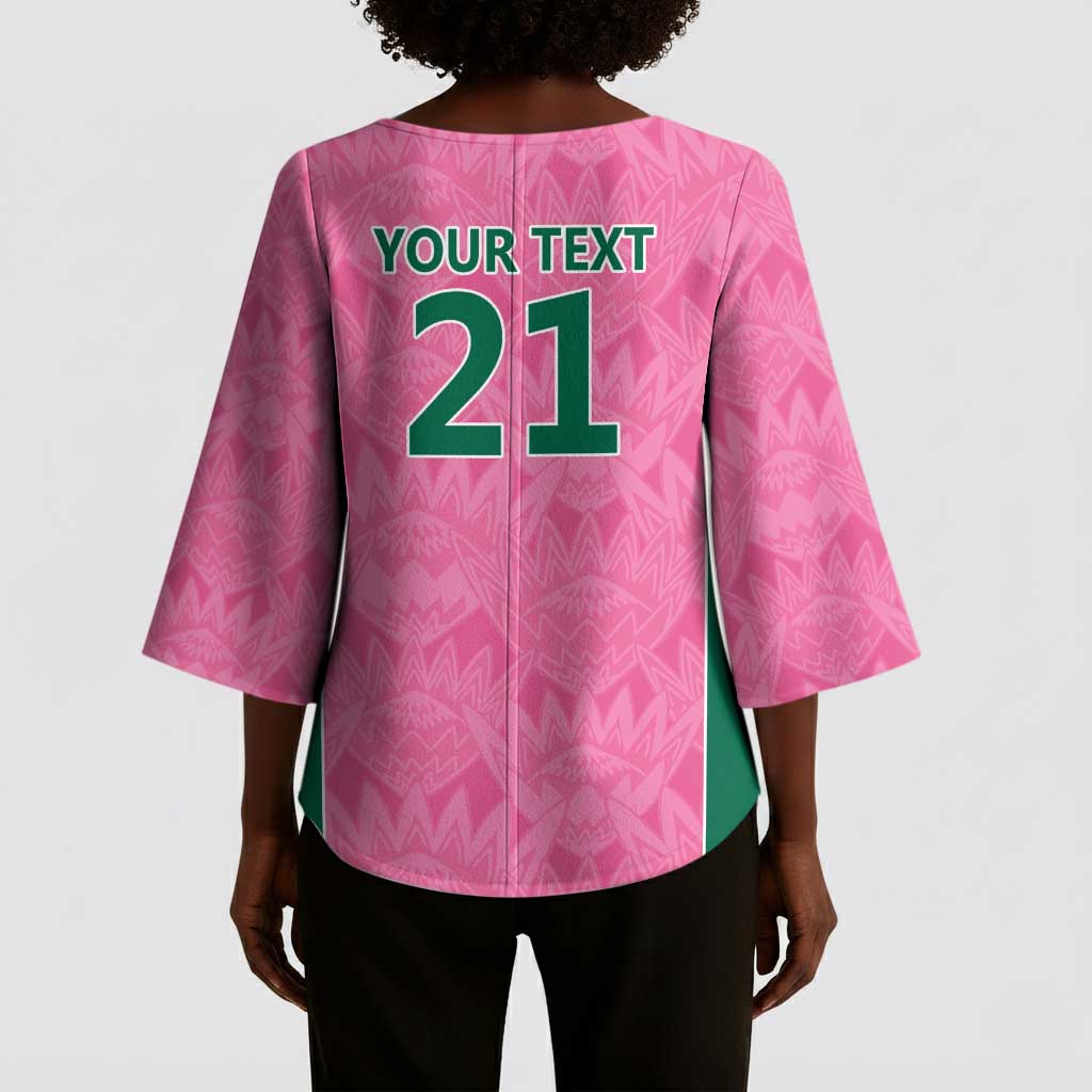 Pink South Africa Cricket Custom Kimono Sleeve Blouse African King Proteas Be Way Pink