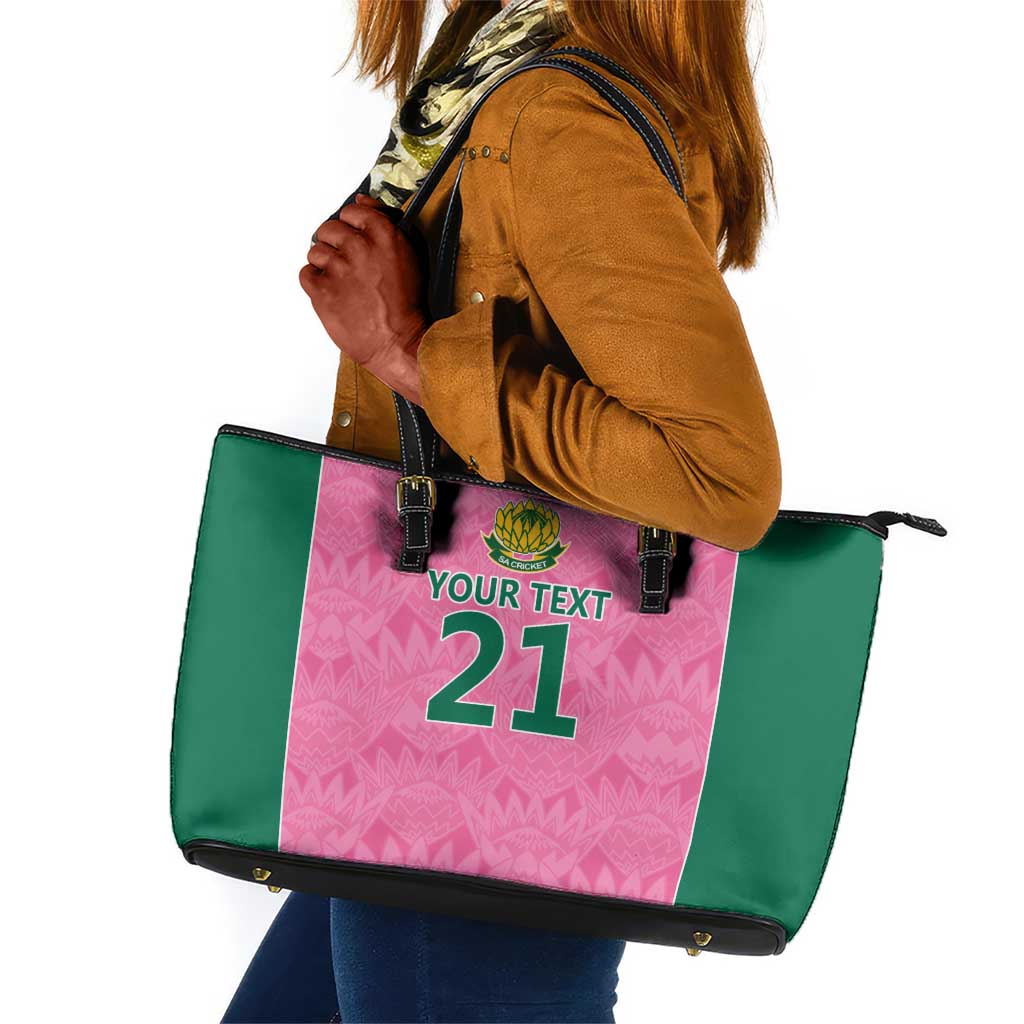 Pink South Africa Cricket Custom Leather Tote Bag African King Proteas Be Way Pink