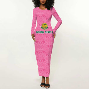 Pink South Africa Cricket Custom Long Sleeve Bodycon Dress African King Proteas Be Way Pink