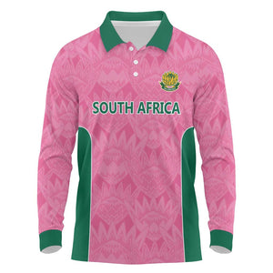 Pink South Africa Cricket Custom Long Sleeve Polo Shirt African King Proteas Be Way Pink