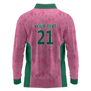 Pink South Africa Cricket Custom Long Sleeve Polo Shirt African King Proteas Be Way Pink