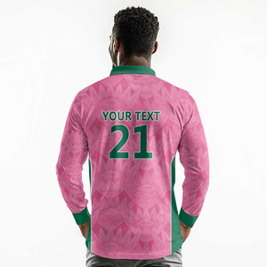 Pink South Africa Cricket Custom Long Sleeve Polo Shirt African King Proteas Be Way Pink