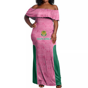 Pink South Africa Cricket Custom Off Shoulder Maxi Dress African King Proteas Be Way Pink