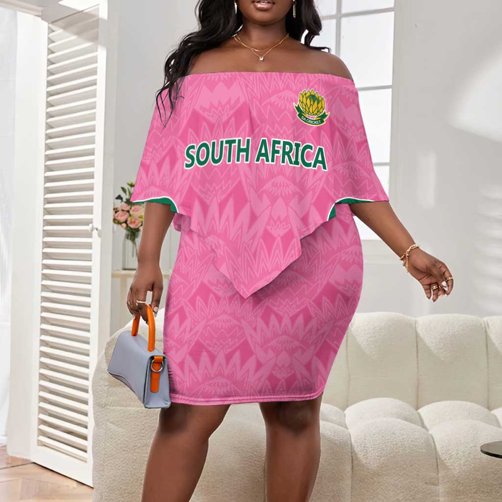 Pink South Africa Cricket Custom Off Shoulder Short Dress African King Proteas Be Way Pink