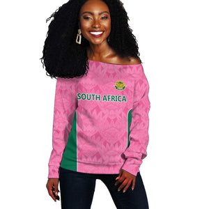 Pink South Africa Cricket Custom Off Shoulder Sweater African King Proteas Be Way Pink