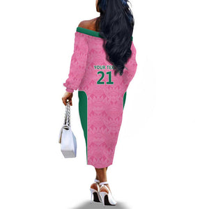 Pink South Africa Cricket Custom Off The Shoulder Long Sleeve Dress African King Proteas Be Way Pink