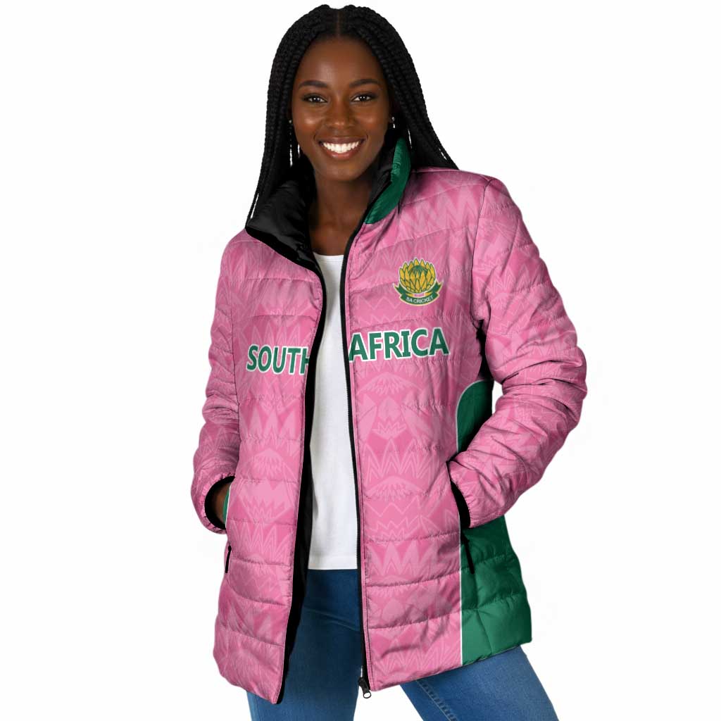 Pink South Africa Cricket Custom Padded Jacket African King Proteas Be Way Pink