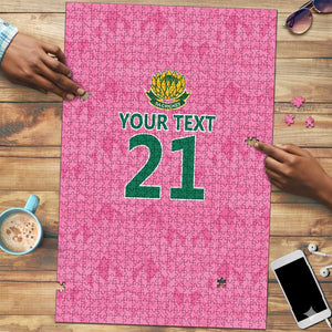Pink South Africa Cricket Custom Puzzle African King Proteas Be Way Pink