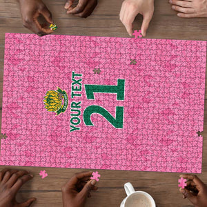 Pink South Africa Cricket Custom Puzzle African King Proteas Be Way Pink