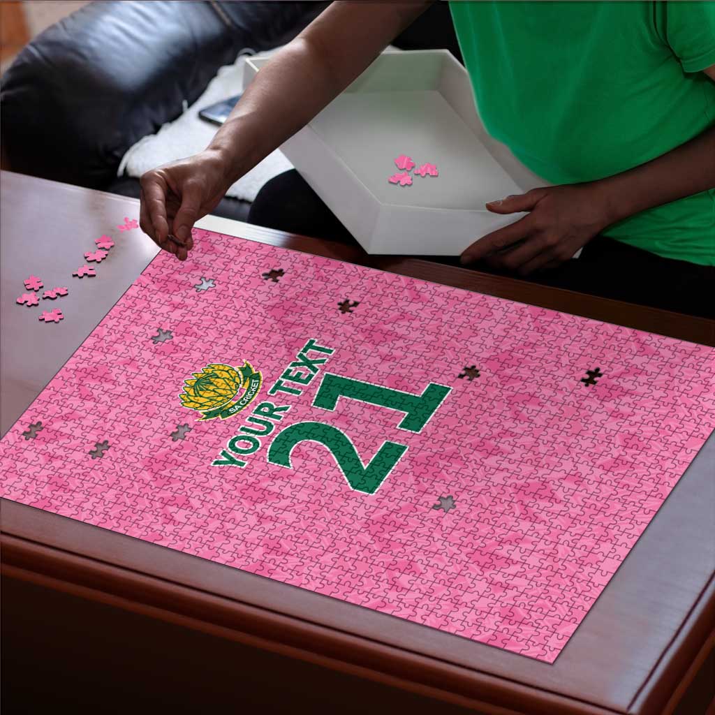 Pink South Africa Cricket Custom Puzzle African King Proteas Be Way Pink