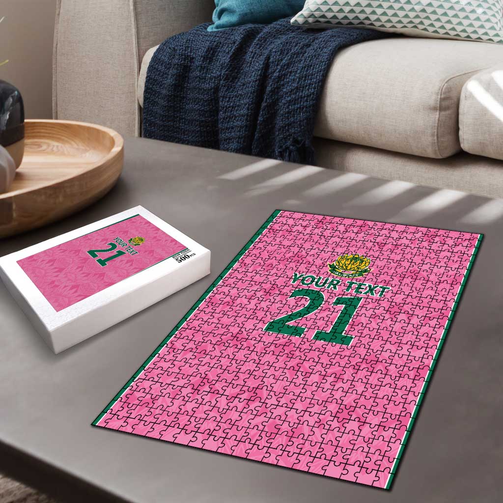 Pink South Africa Cricket Custom Puzzle African King Proteas Be Way Pink