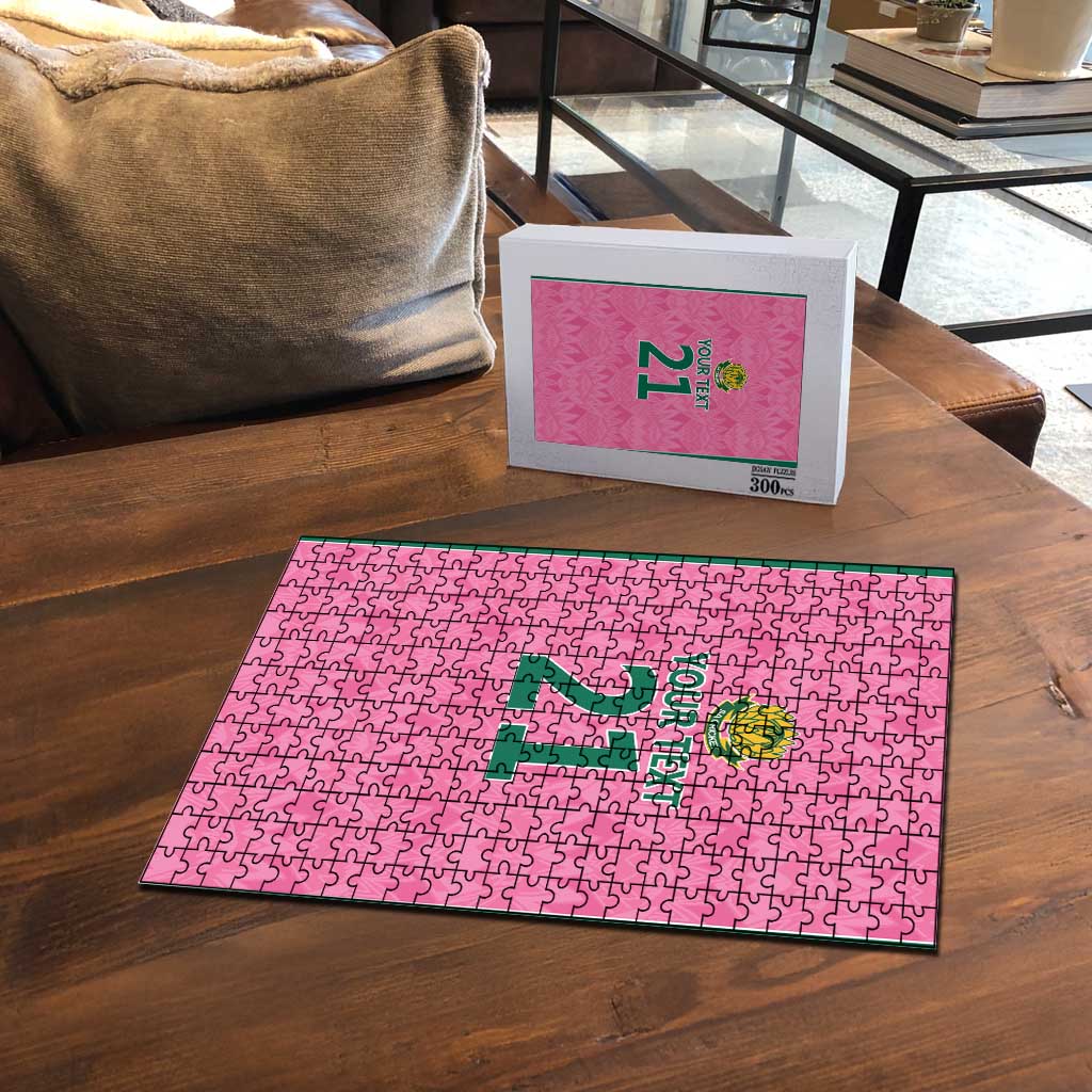 Pink South Africa Cricket Custom Puzzle African King Proteas Be Way Pink
