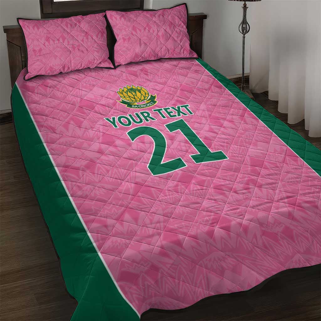 Pink South Africa Cricket Custom Quilt Bed Set African King Proteas Be Way Pink