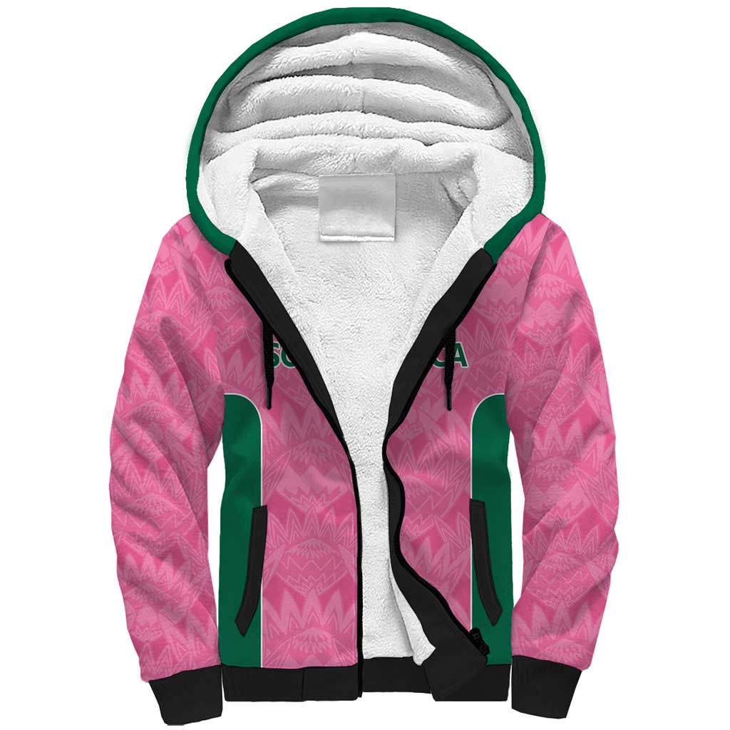 Pink South Africa Cricket Custom Sherpa Hoodie African King Proteas Be Way Pink