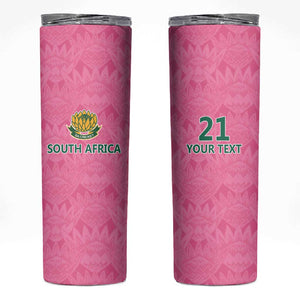 Pink South Africa Cricket Custom Skinny Tumbler African King Proteas Be Way Pink