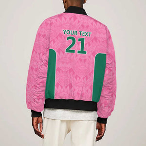 Pink South Africa Cricket Custom Sleeve Zip Bomber Jacket African King Proteas Be Way Pink