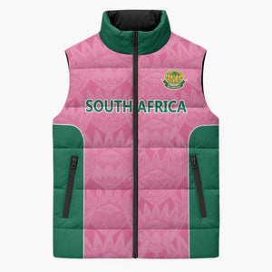 Pink South Africa Cricket Custom Sleeveless Puffer Jacket African King Proteas Be Way Pink