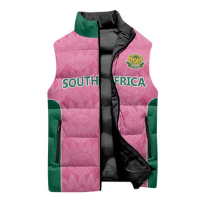 Pink South Africa Cricket Custom Sleeveless Puffer Jacket African King Proteas Be Way Pink