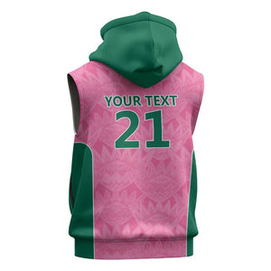 Pink South Africa Cricket Custom Sleeveless Zip Hoodie African King Proteas Be Way Pink - African Pride