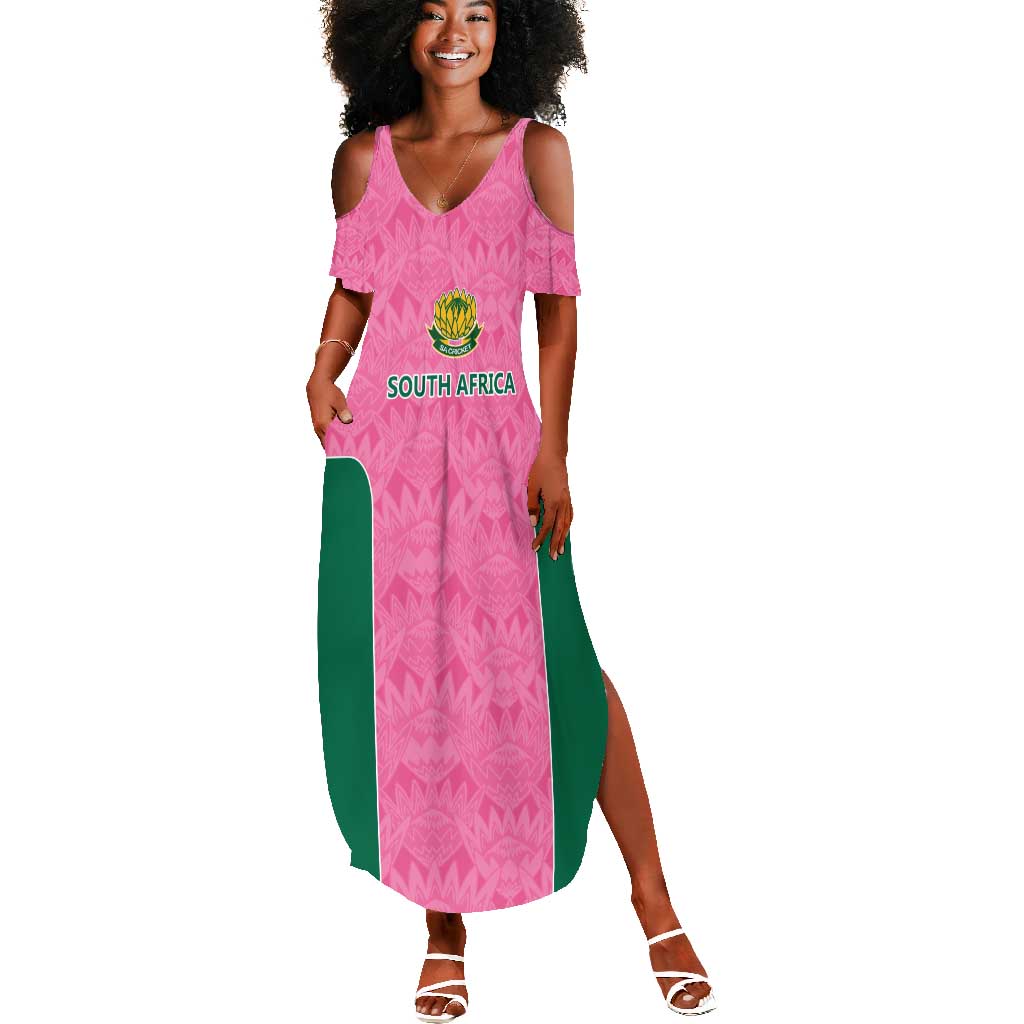 Pink South Africa Cricket Custom Summer Maxi Dress African King Proteas Be Way Pink