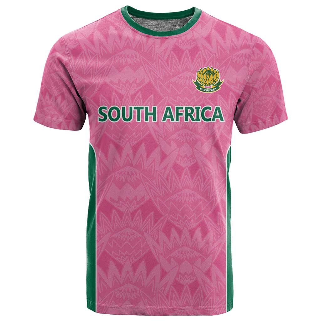 Pink South Africa Cricket Custom T shirt African King Proteas Be Way Pink