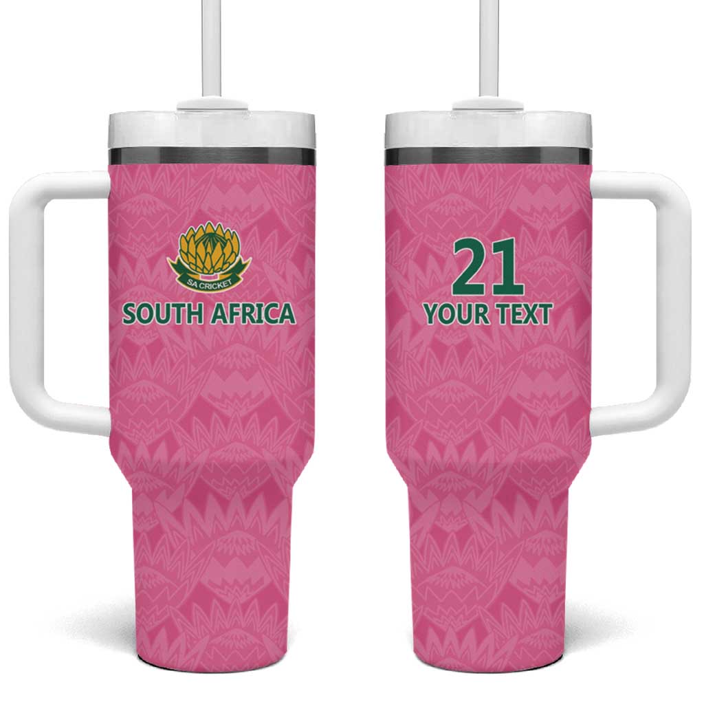 Pink South Africa Cricket Custom Tumbler With Handle African King Proteas Be Way Pink