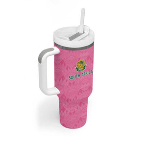 Pink South Africa Cricket Custom Tumbler With Handle African King Proteas Be Way Pink