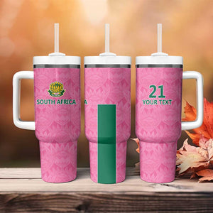 Pink South Africa Cricket Custom Tumbler With Handle African King Proteas Be Way Pink