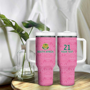 Pink South Africa Cricket Custom Tumbler With Handle African King Proteas Be Way Pink