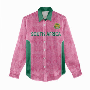 Pink South Africa Cricket Custom Women Casual Shirt African King Proteas Be Way Pink