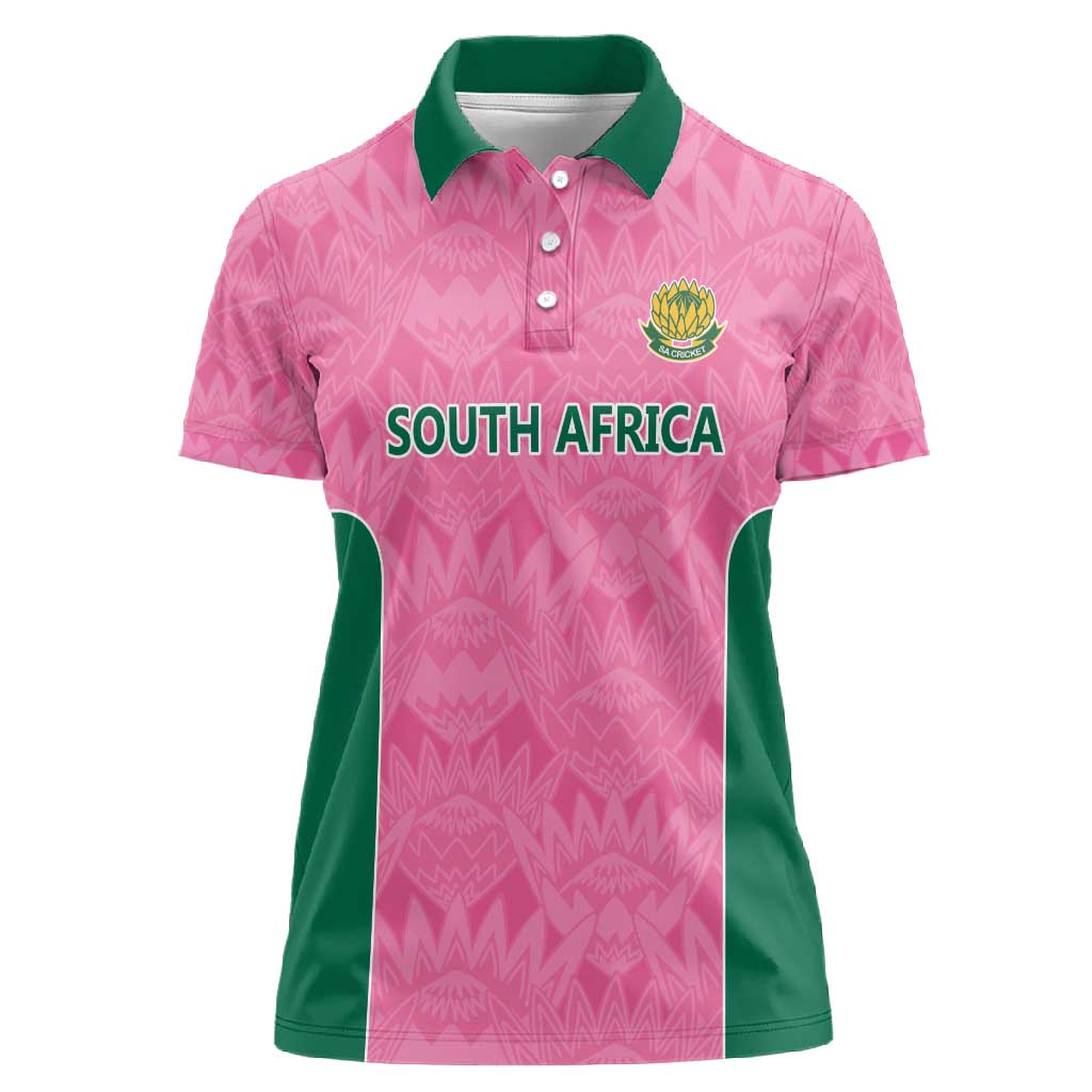 Pink South Africa Cricket Custom Women Polo Shirt African King Proteas Be Way Pink