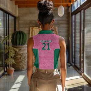 Pink South Africa Cricket Custom Women Sleeveless Polo Shirt African King Proteas Be Way Pink