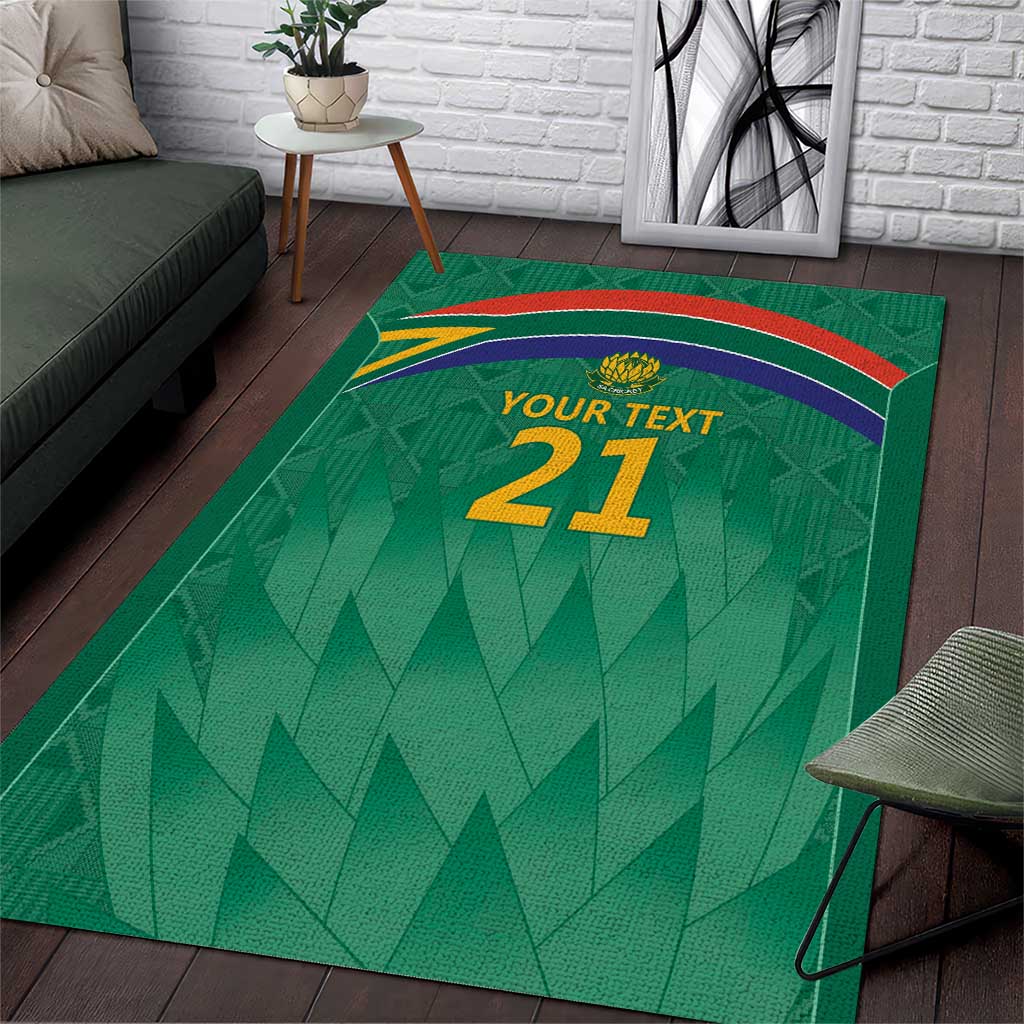 South Africa Cricket Custom Area Rug African King Proteas Green