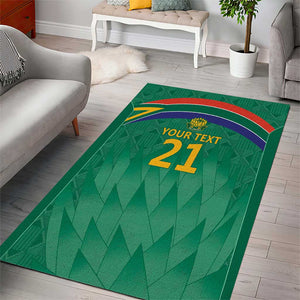 South Africa Cricket Custom Area Rug African King Proteas Green