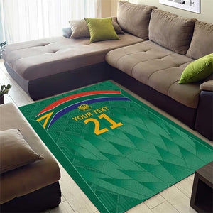 South Africa Cricket Custom Area Rug African King Proteas Green