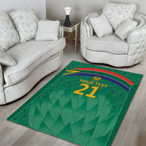 South Africa Cricket Custom Area Rug African King Proteas Green