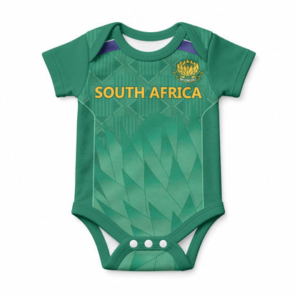 South Africa Cricket Custom Baby Onesie African King Proteas Green
