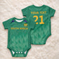 South Africa Cricket Custom Baby Onesie African King Proteas Green