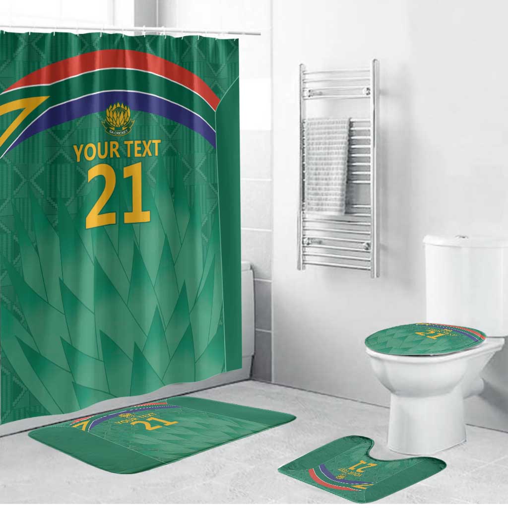 South Africa Cricket Custom Bathroom Set African King Proteas Green