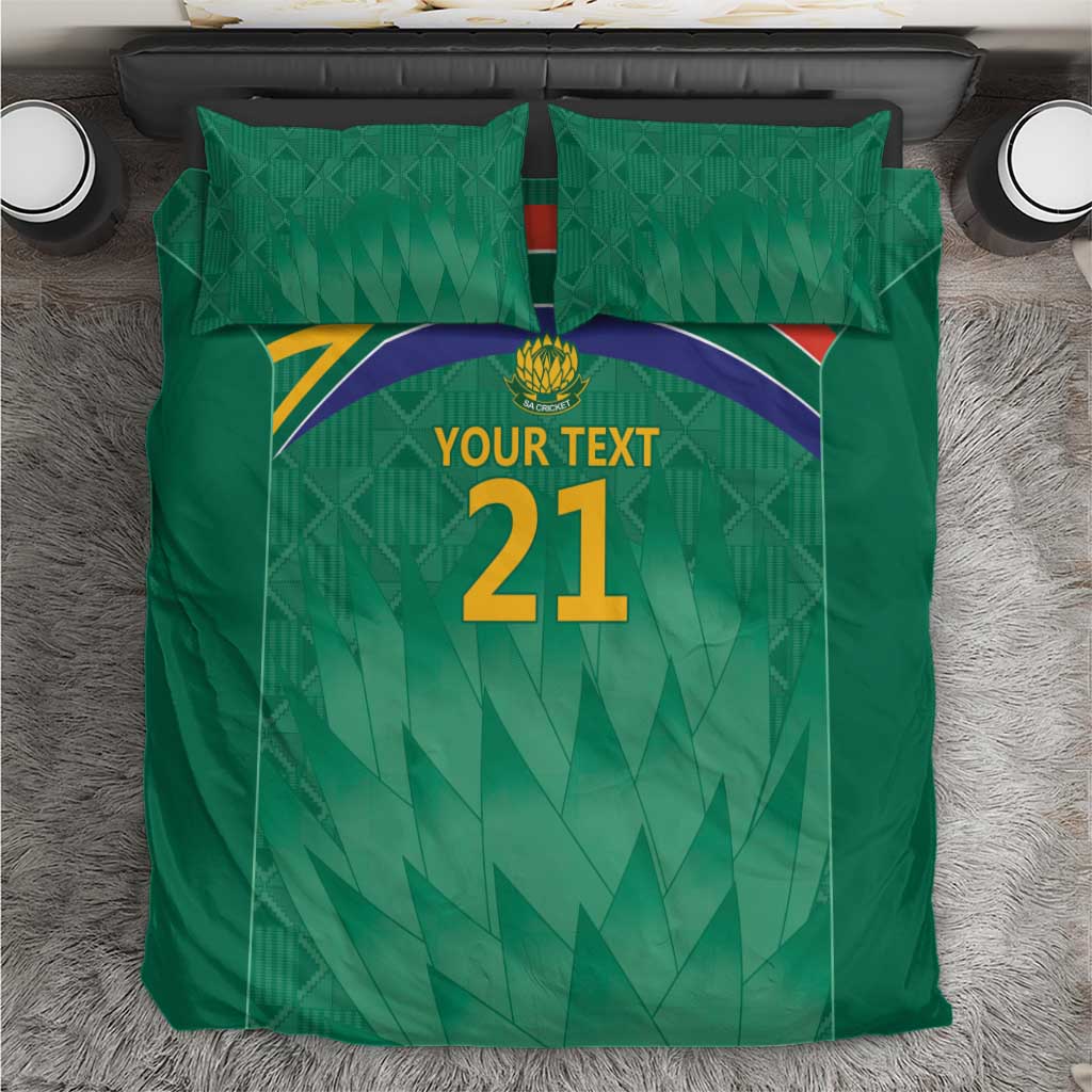 South Africa Cricket Custom Bedding Set African King Proteas Green