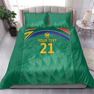 South Africa Cricket Custom Bedding Set African King Proteas Green